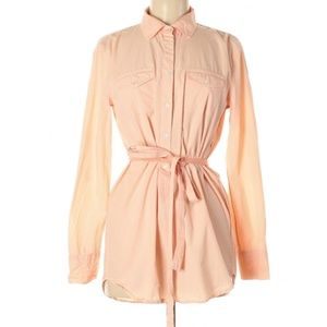 .Crew Peach Long Sleeve Button Down Shirt with Bel